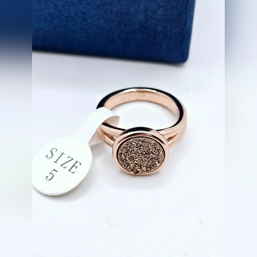 Elda and Co Rose Gold Shimmering Druzy Ring Size 5 NWT‎